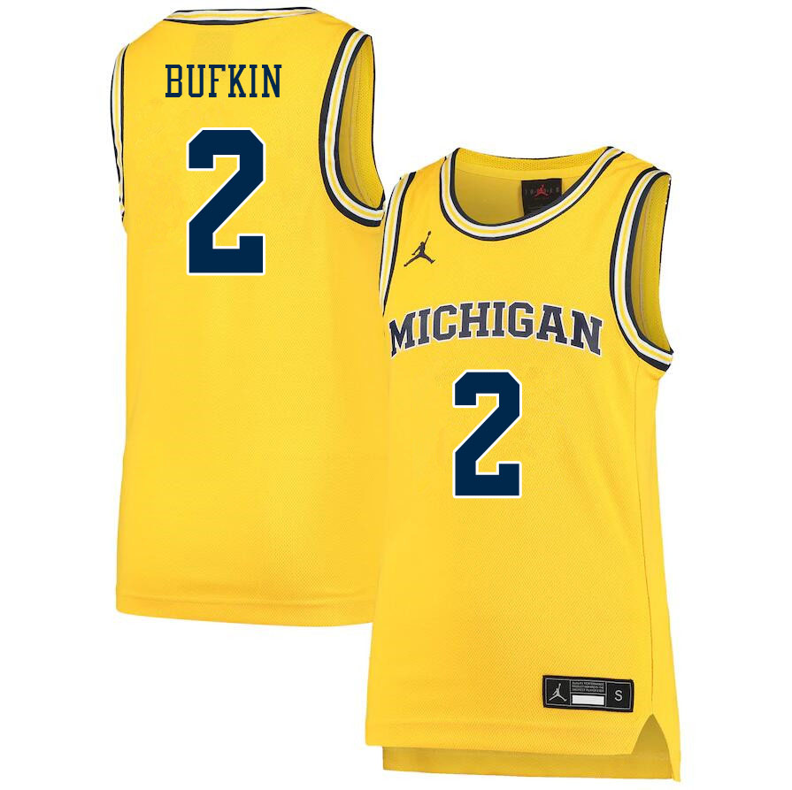 Men #2 Kobe Bufkin Michigan Wolverines College Basketball Jerseys Sale-Yellow